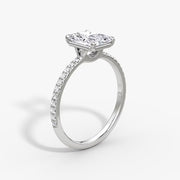 Radiant Cut - Pave Band - Classic Engagement Ring- 14 K Gold